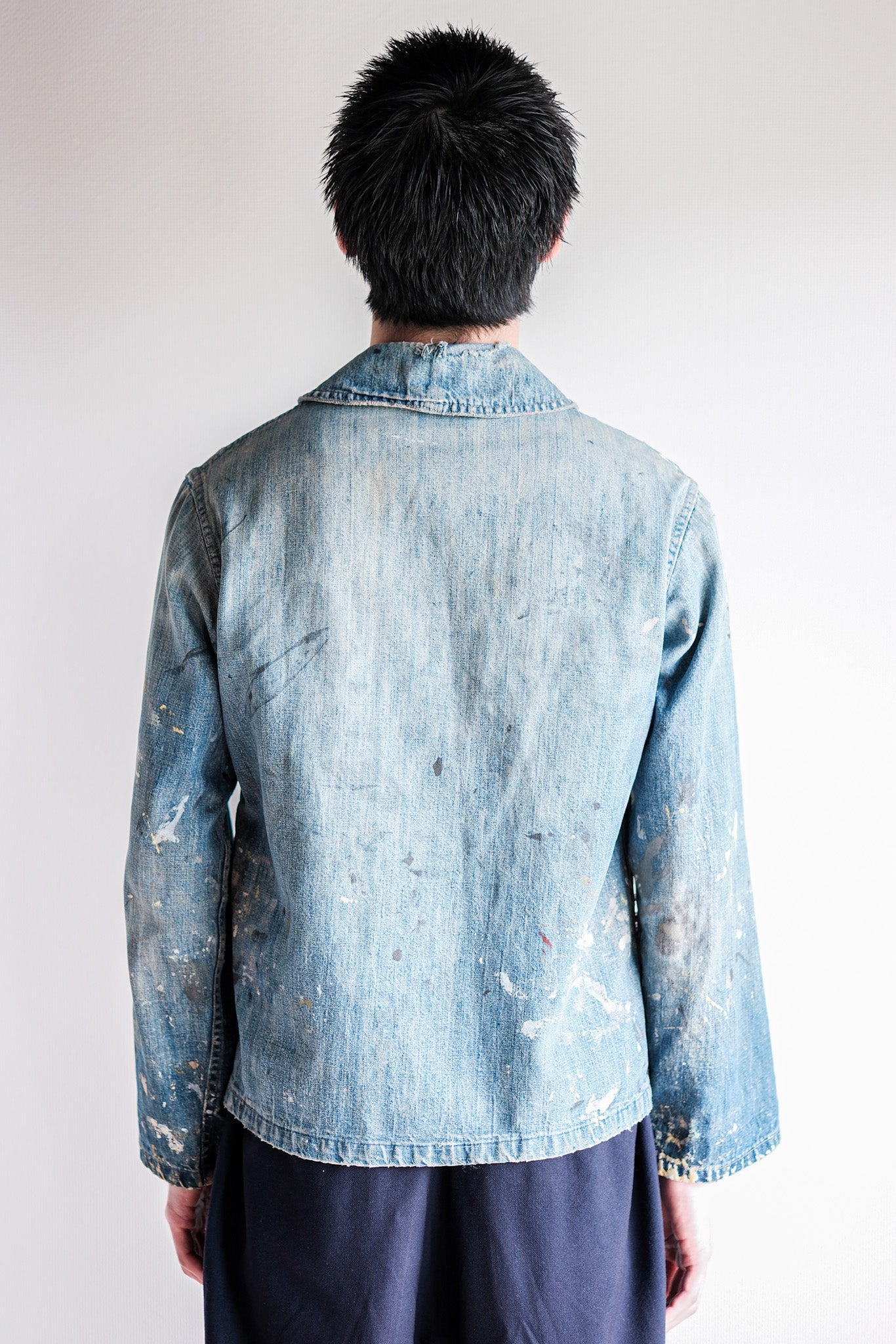 ［~40’s］U.S.NAVY Shawl Collar Denim Coverall “Crazy Paint”