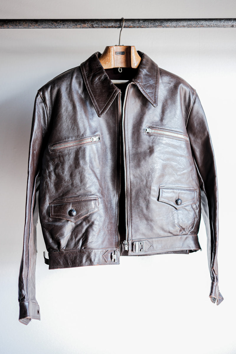 30's】French Vintage Hartmann Type Motorcycle Leather Jacket