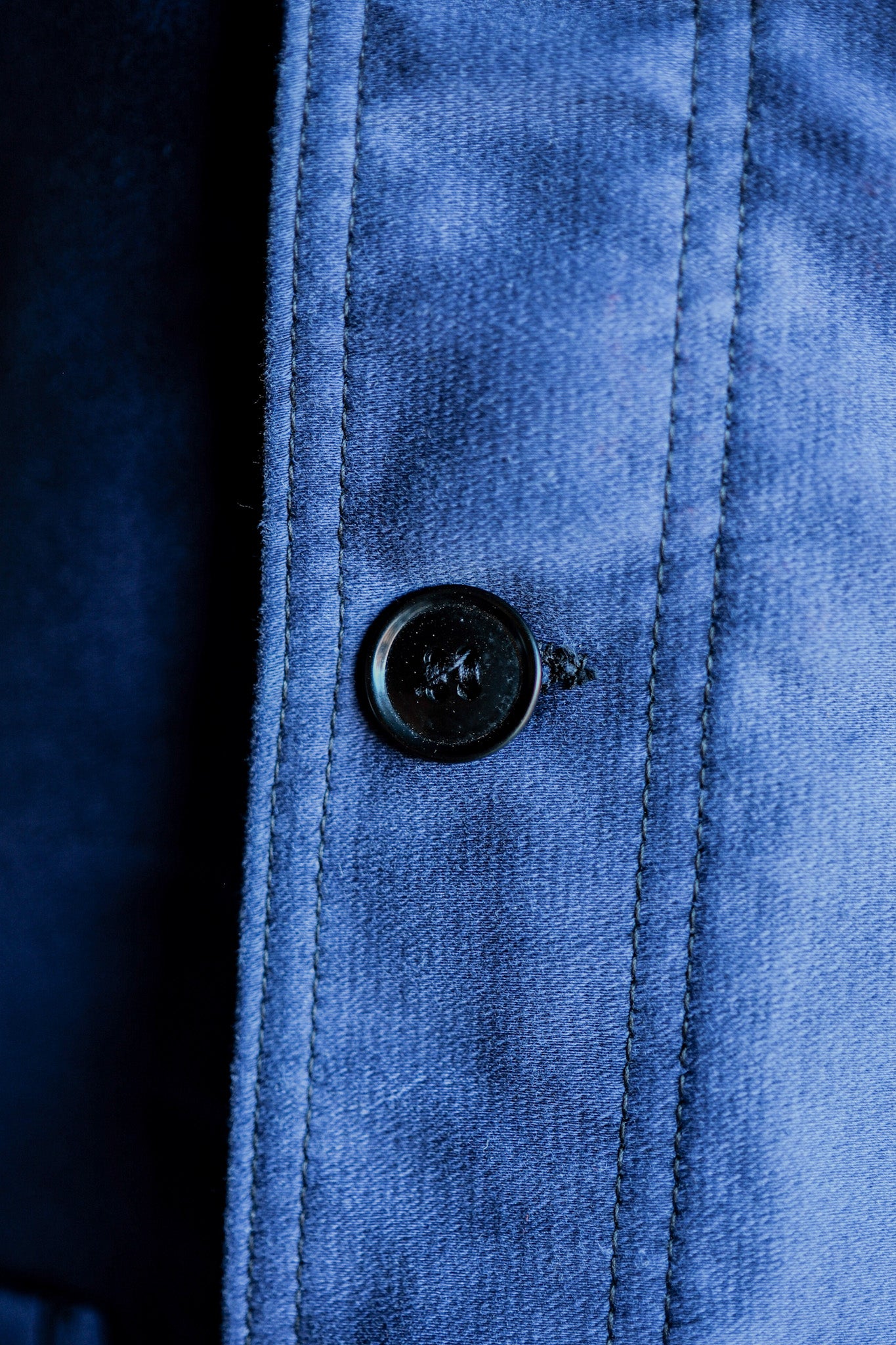 【~50’s】French Vintage Blue Moleskin Work Jacket Size.44 "Le Mont St. Michel" "Dead Stock"