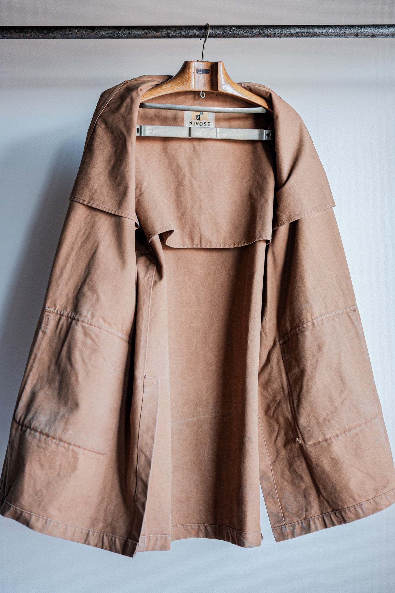 ［~40's］French Vintage Cotton Linen Canvas Work Half Coat