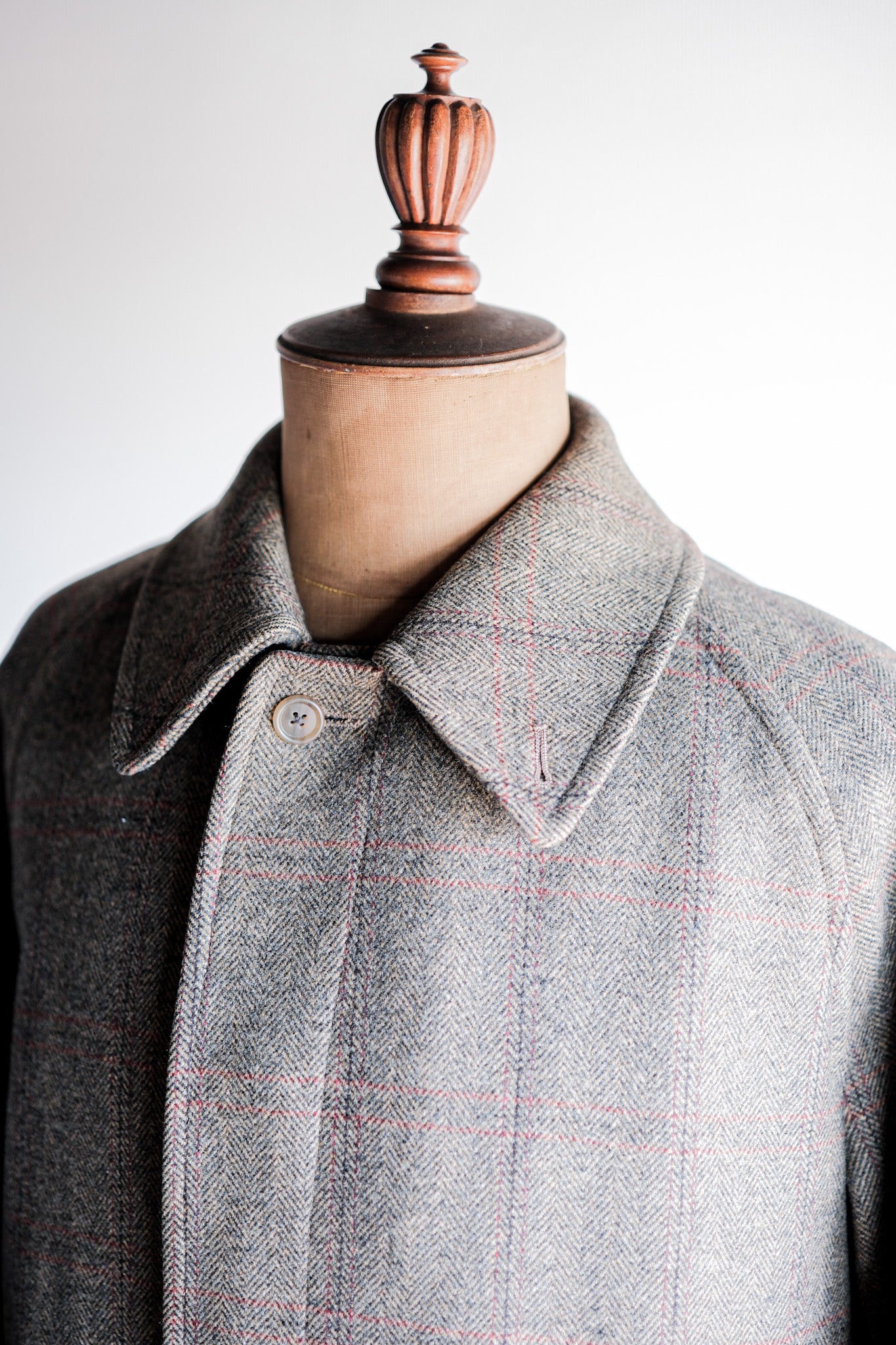 80's】Vintage Burberrys Single Raglan HBT Wool Balmacaan Coat Size.38