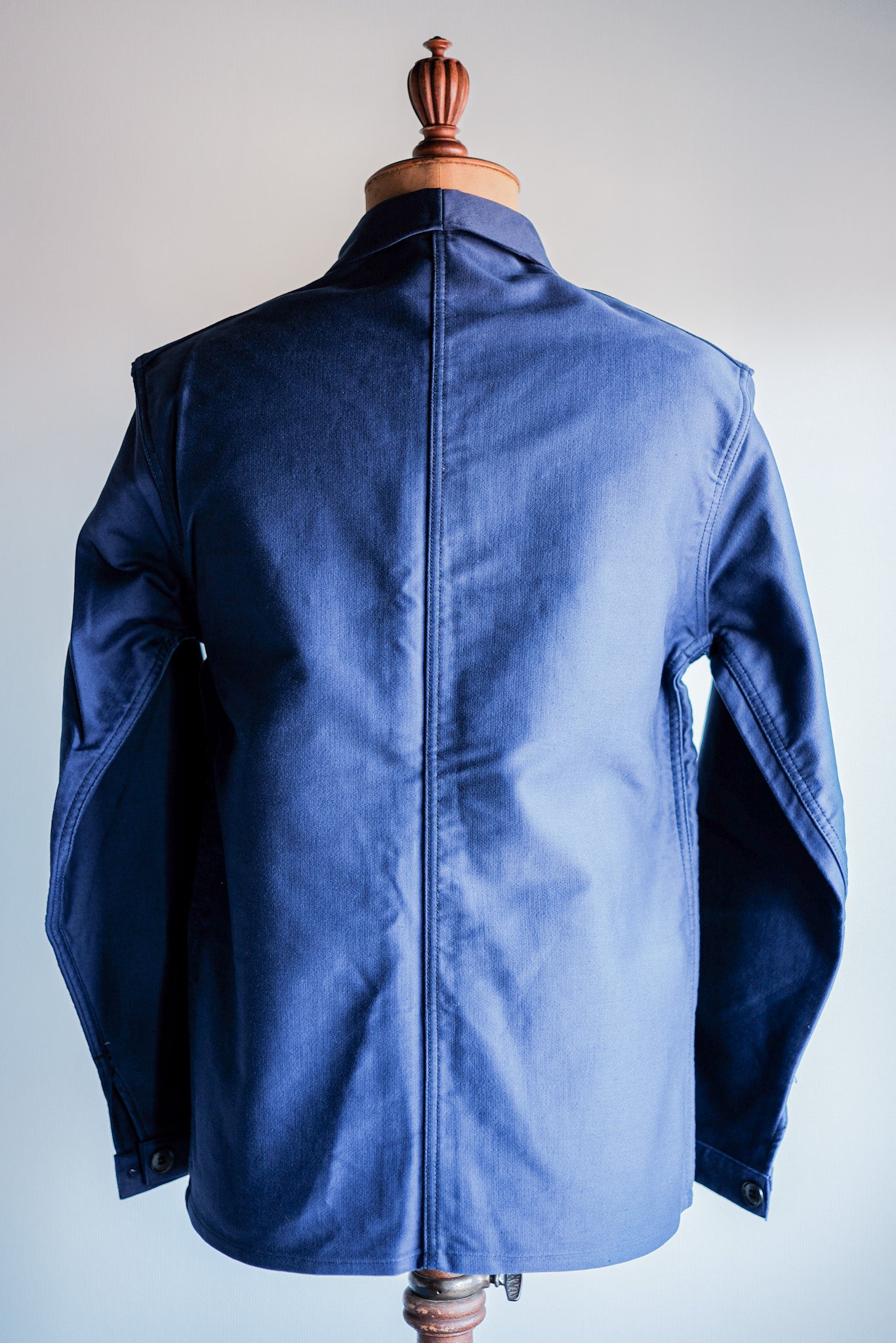 【~50’s】French Vintage Blue Moleskin Work Jacket Size.44 "Le Mont St. Michel" "Dead Stock"