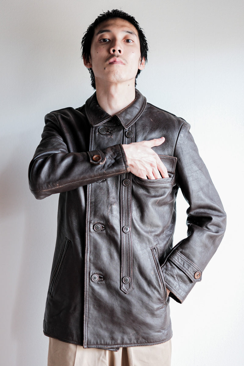 [~ 80's] แจ็คเก็ตหนัง le Corbusier Vintage French Vintage "GVF"
