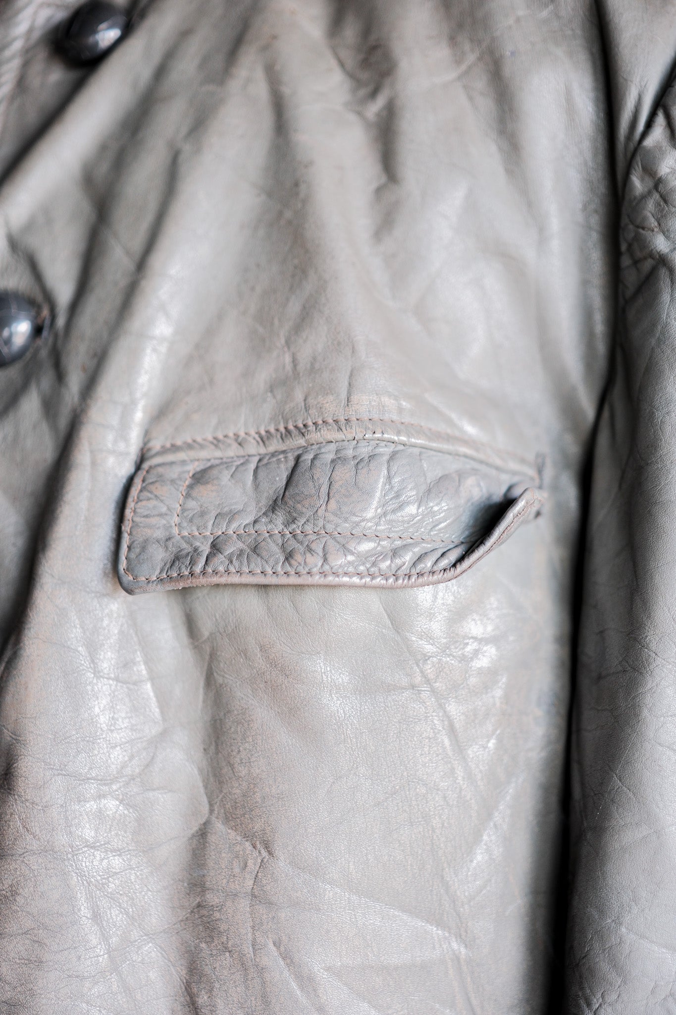［~40's］WWⅡ German Navy U-Boat Crew Gray Leather Jacket "Kriegsmarine"