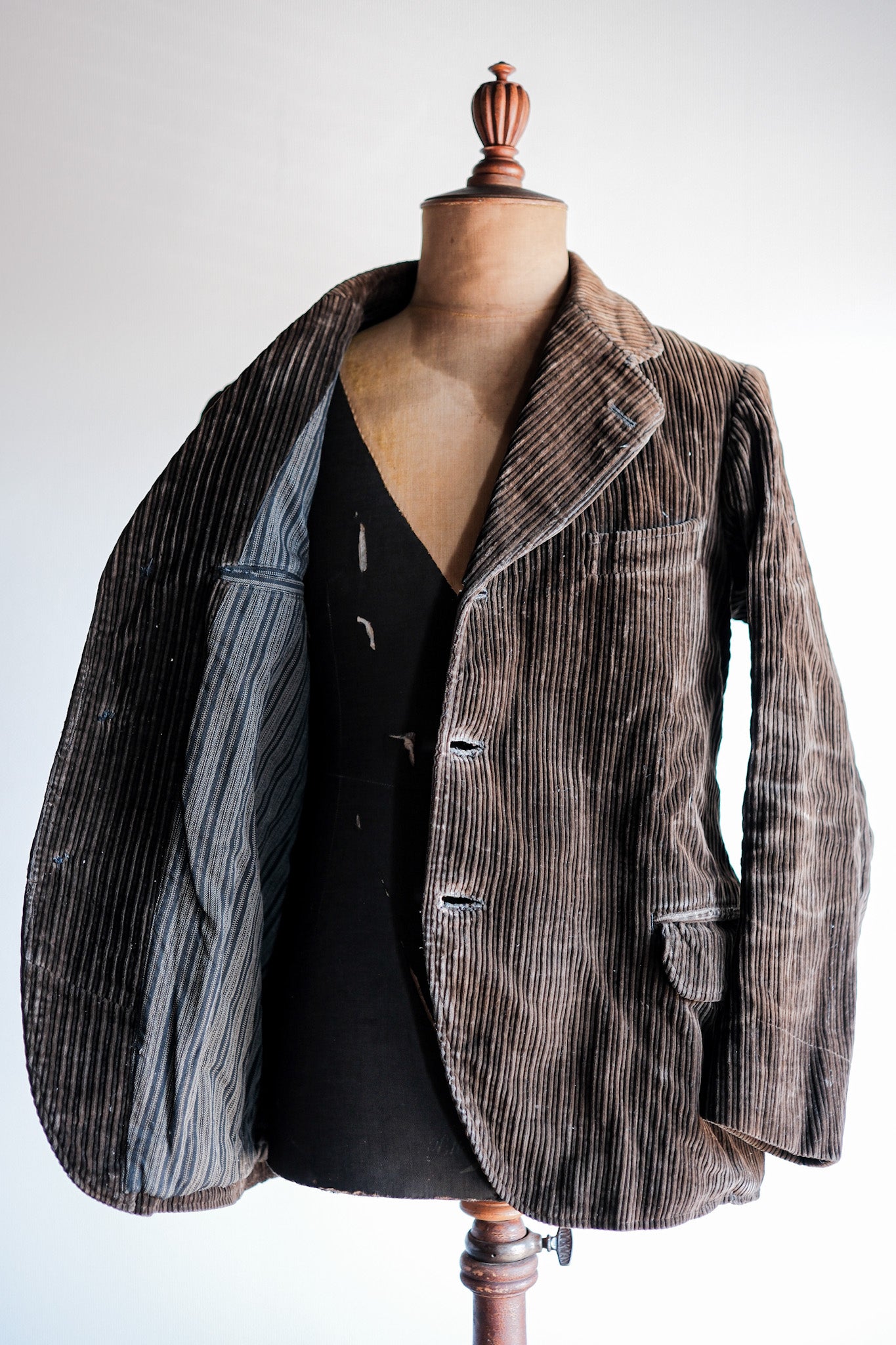 【~30’s】French Vintage Brown Corduroy Lapel Work Jacket