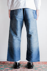 【~30's】French Vintage Blue Moleskin Work Pants "Patchwork"