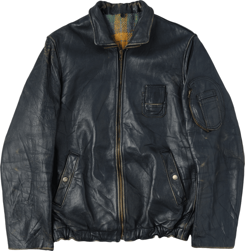 【~80's】French Air Force Pilot Leather Jacket "Civilian Type"