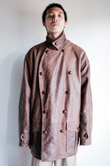 【~80's】Italian Vintage Double Breasted Leather Jacket Size.52