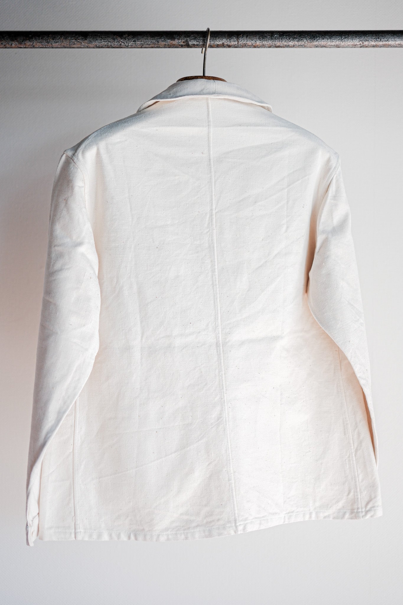 [~ 40's] French Vintage White Cotton Twil Work Jacket Size.48 "Dead Stock"