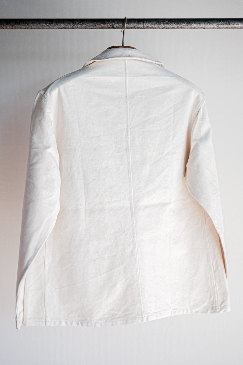[~ 40's] ผ้าฝ้ายสีขาววินเทจฝรั่งเศสขนาดแจ็คเก็ตขนาด 48 "Dead Stock"