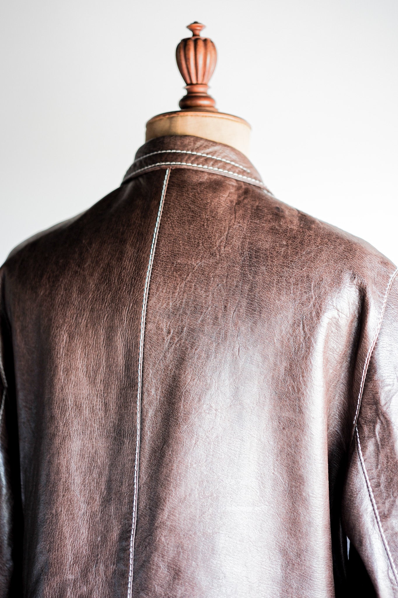 90's】Old ANNE MARIE BERETTA Leather Tailored Jacket Size.T42