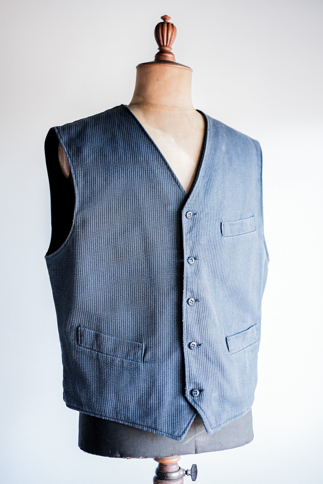［~60's］French Vintage Gray Cotton Pique Work Gilet