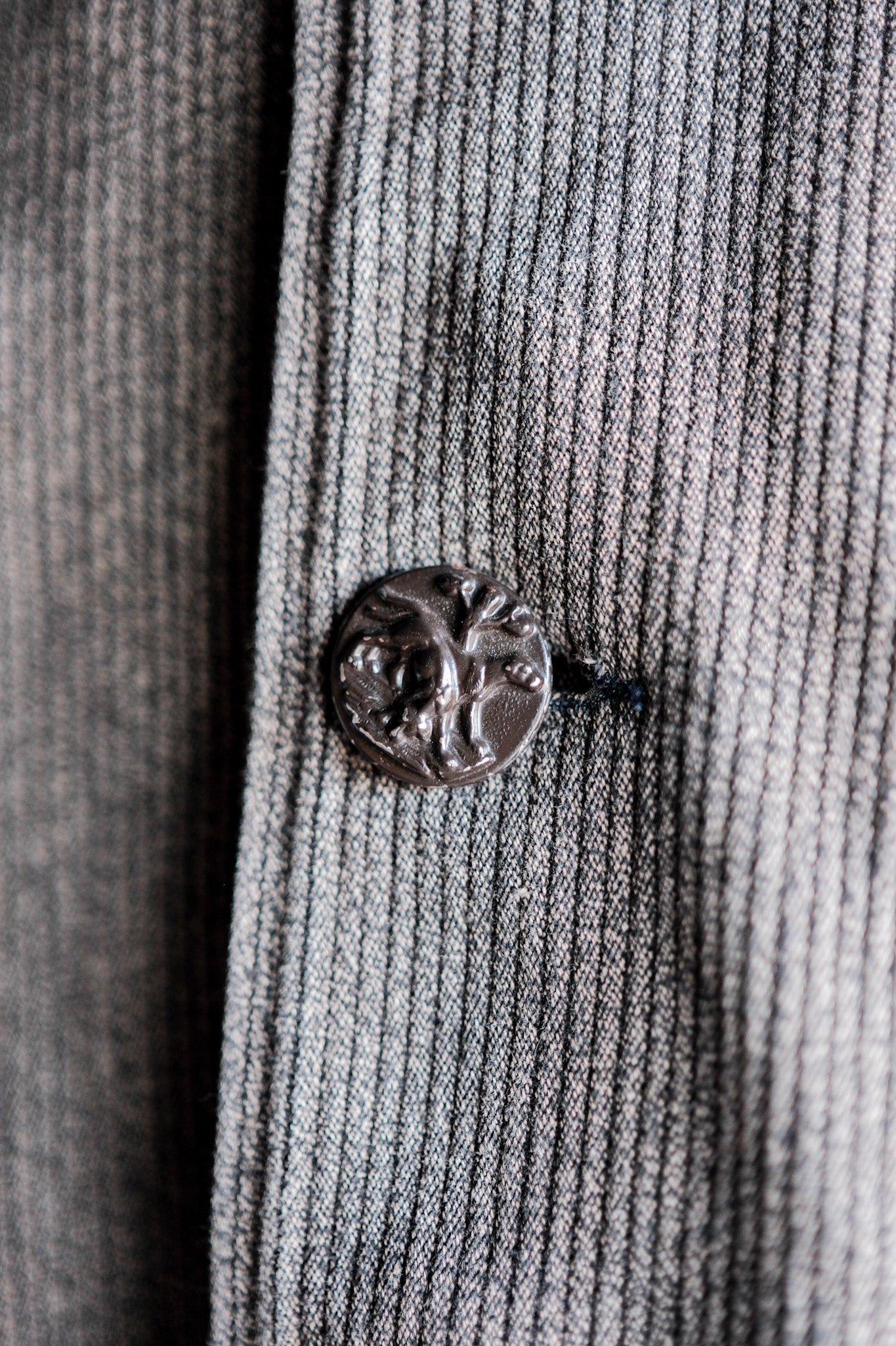 ［~60's］French Vintage Brown Gray Salt & Pepper Cotton Pique Hunting Jacket "Le Mont St. Michel"