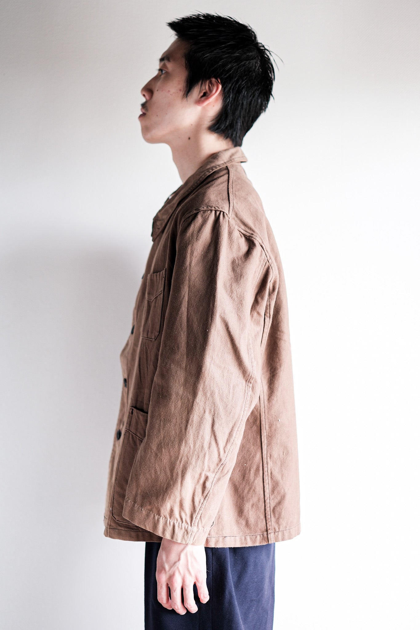 【~40's】French Vintage Brown Cotton Twill Work Jacket
