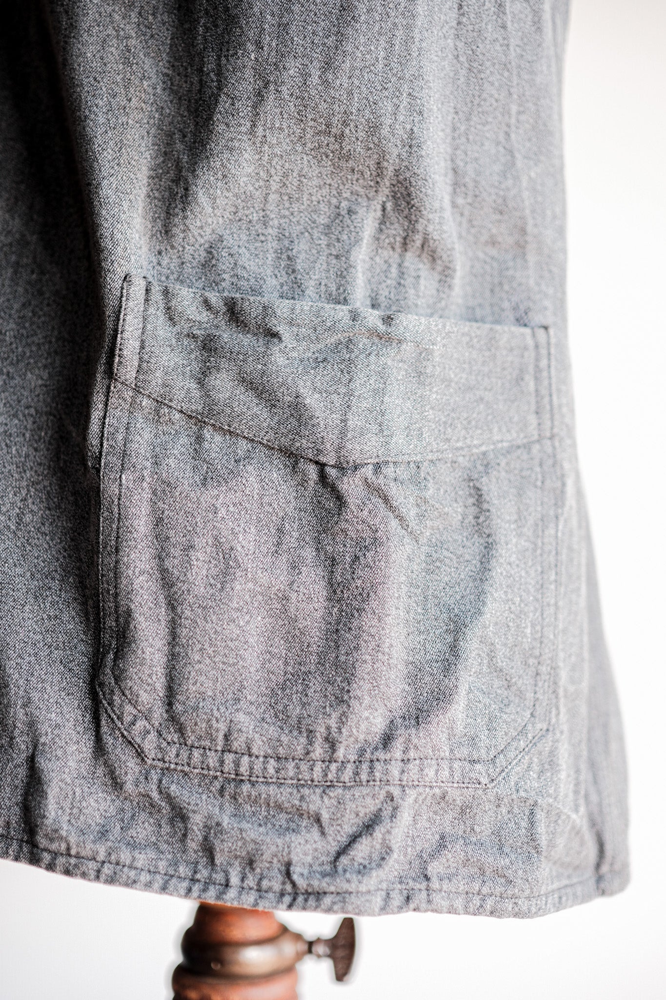 ［~40’s］French Vintage Salt & Pepper Cotton Lapel Work Jacket