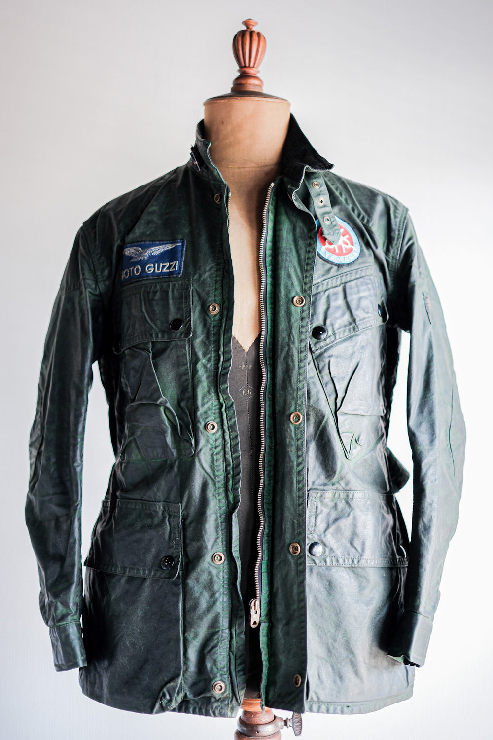 ［~60's］Vintage Belstaff Green Waxed Jacket With Patches Size.36 “TRIALMASTER"