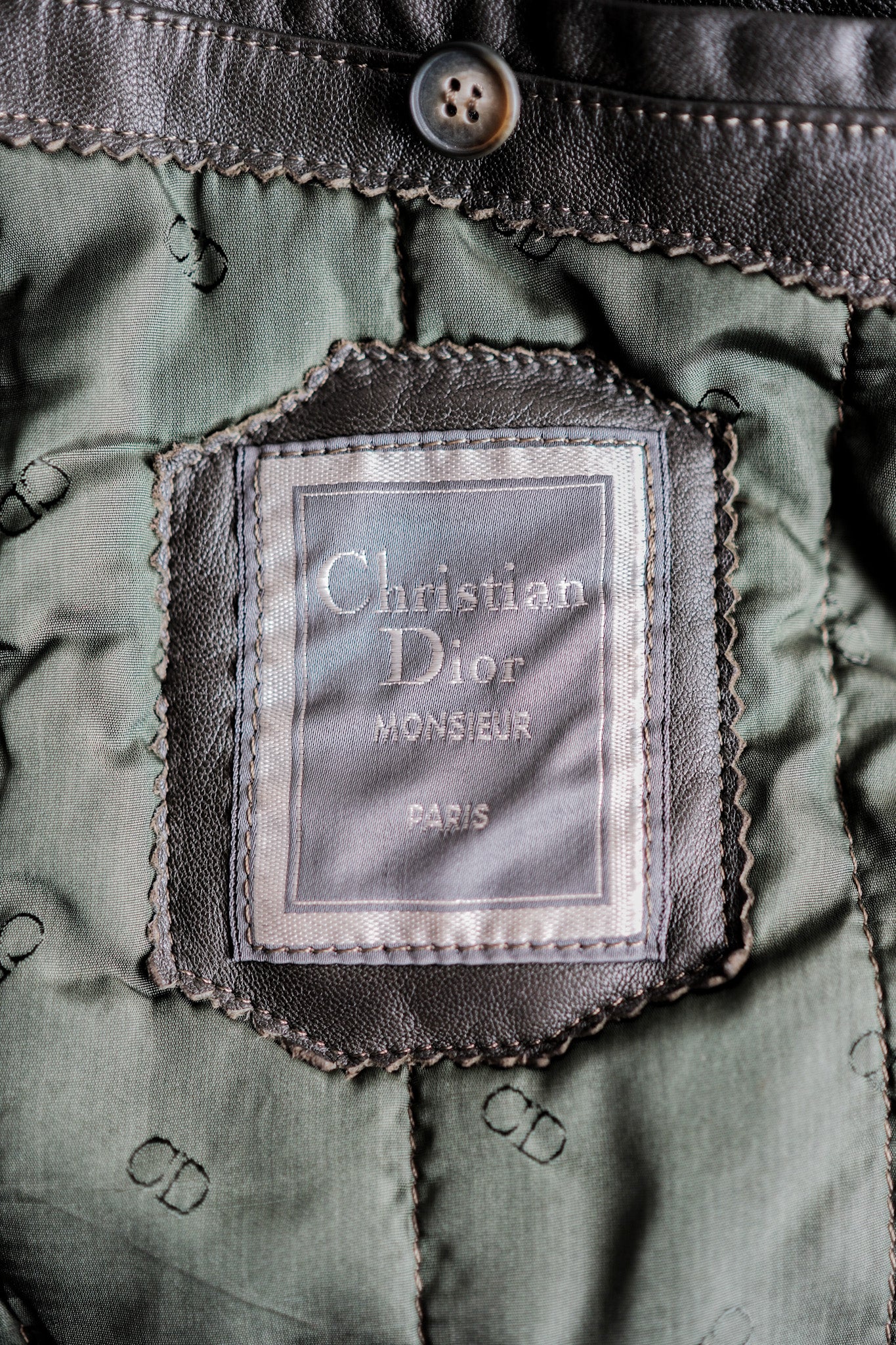 [~ 80's] Old Christian Dior Châle Collier en cuir Blouson Taille.50