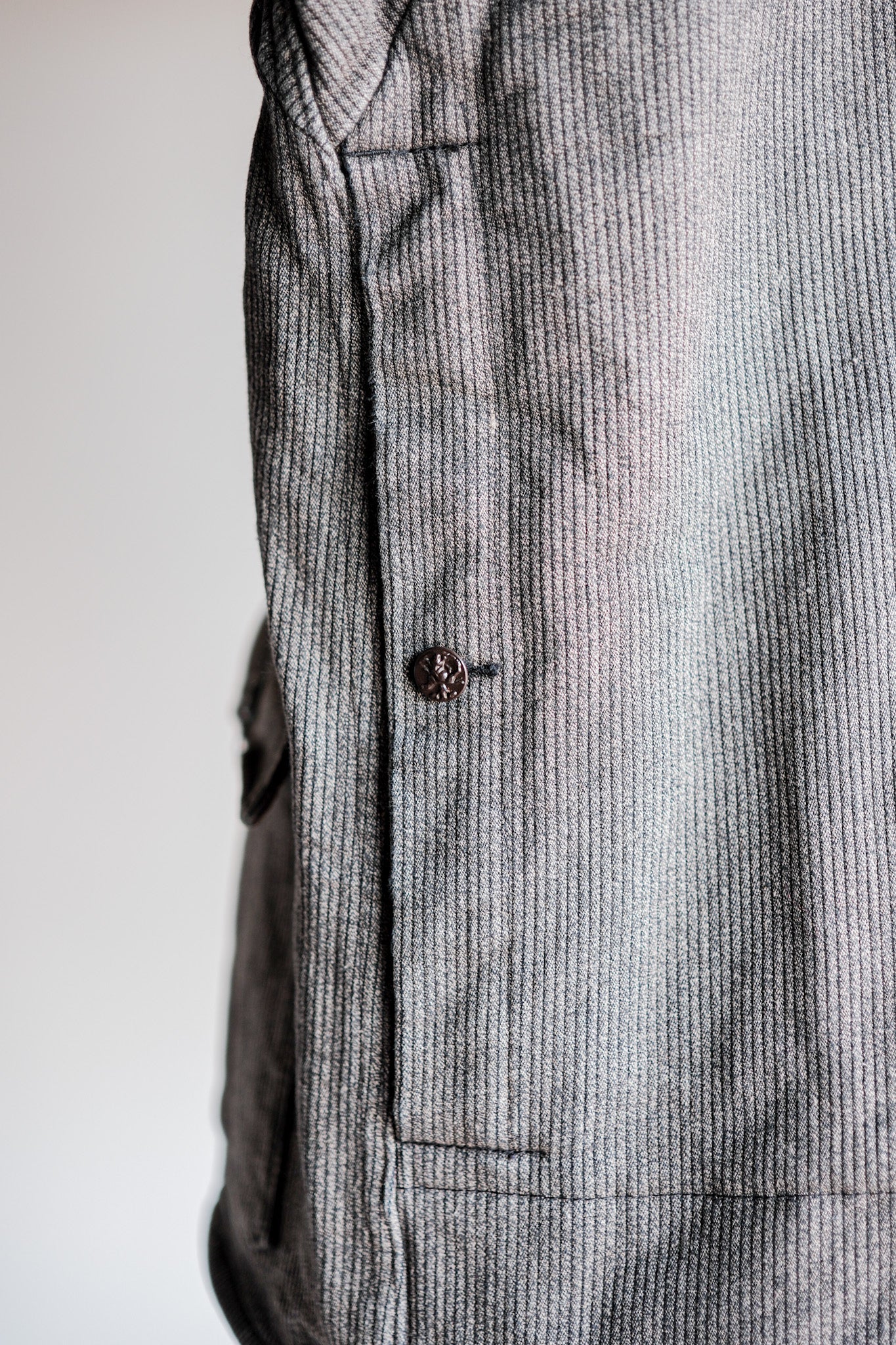 ［~60's］French Vintage Brown Gray Salt & Pepper Cotton Pique Hunting Jacket "Le Mont St. Michel"