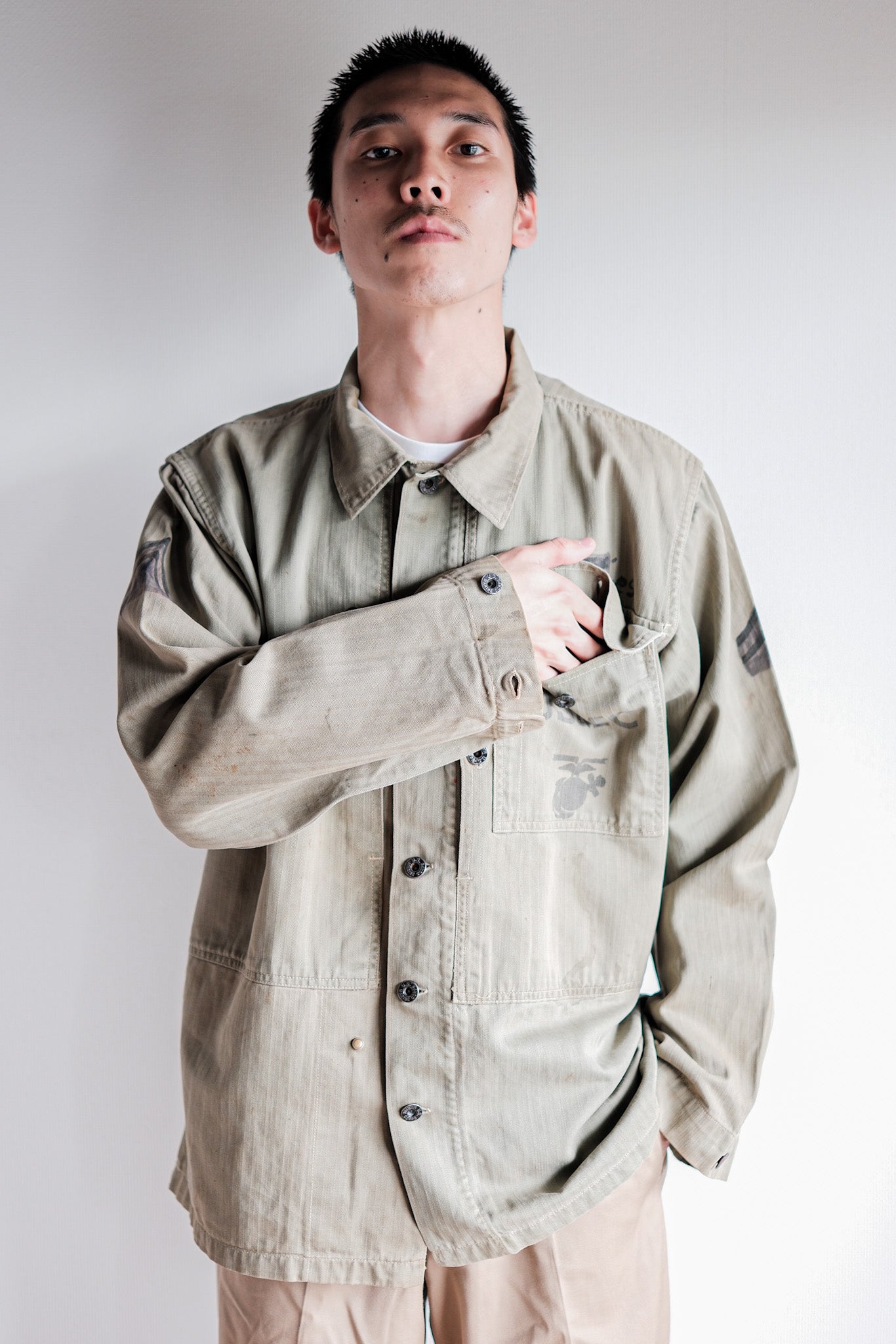 ［~40's］WWⅡ U.S.M.C P-44 HBT Utility Jacket "Hand Paint"