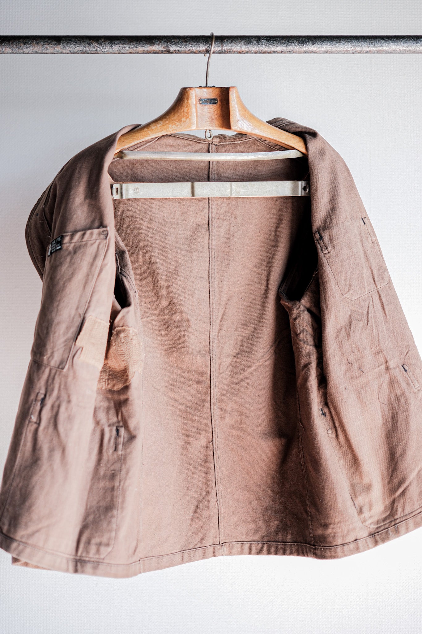 [~ 40's] Veste de travail en coton brun vintage français
