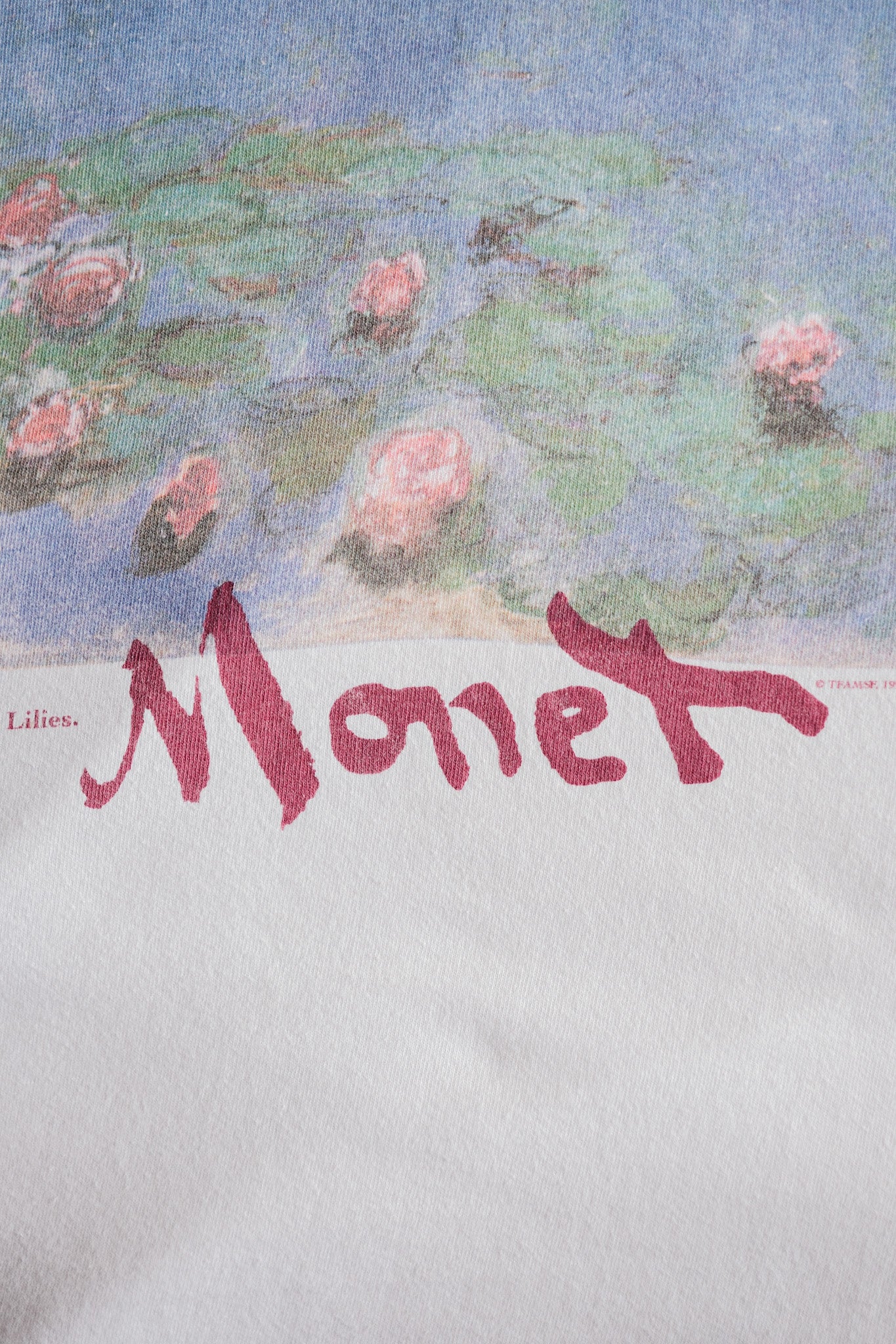 [~ 90 년대] 빈티지 아트 프린트 티셔츠 크기 .xl "Claude Monet" "Water Lilies" "Made in U.S.A."