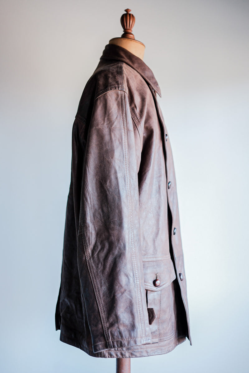 【~80's】Italian Vintage Double Breasted Leather Jacket Size.52