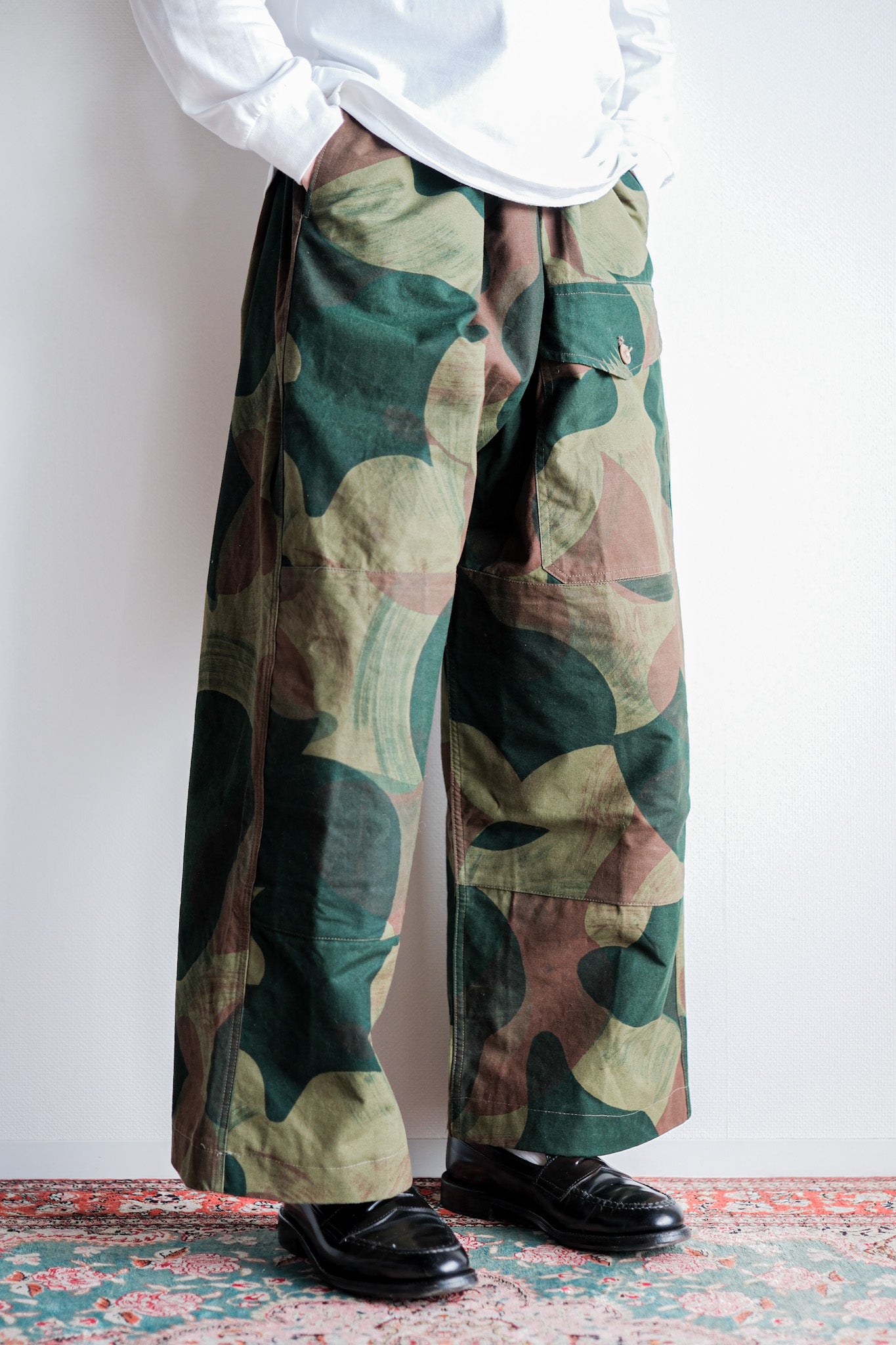 [~ 50's] Belgian Army Moon & BALLS CAMOUFLAGE AIRBORNE PANTS SIZE.6 "Early Type" "Dead Stock"