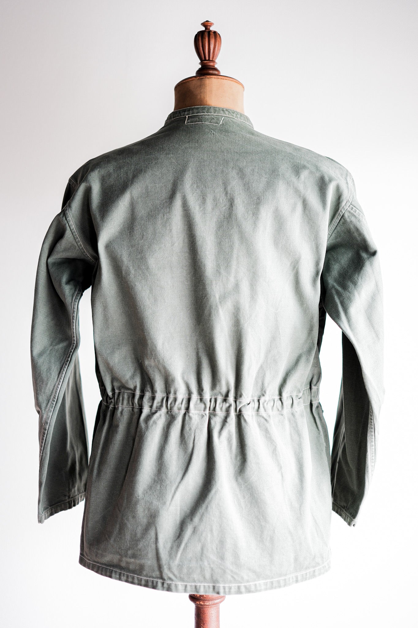 ［~50's］French Vintage Green Cotton Twill 4 Pockets Work Jacket "Unusual Pattern"