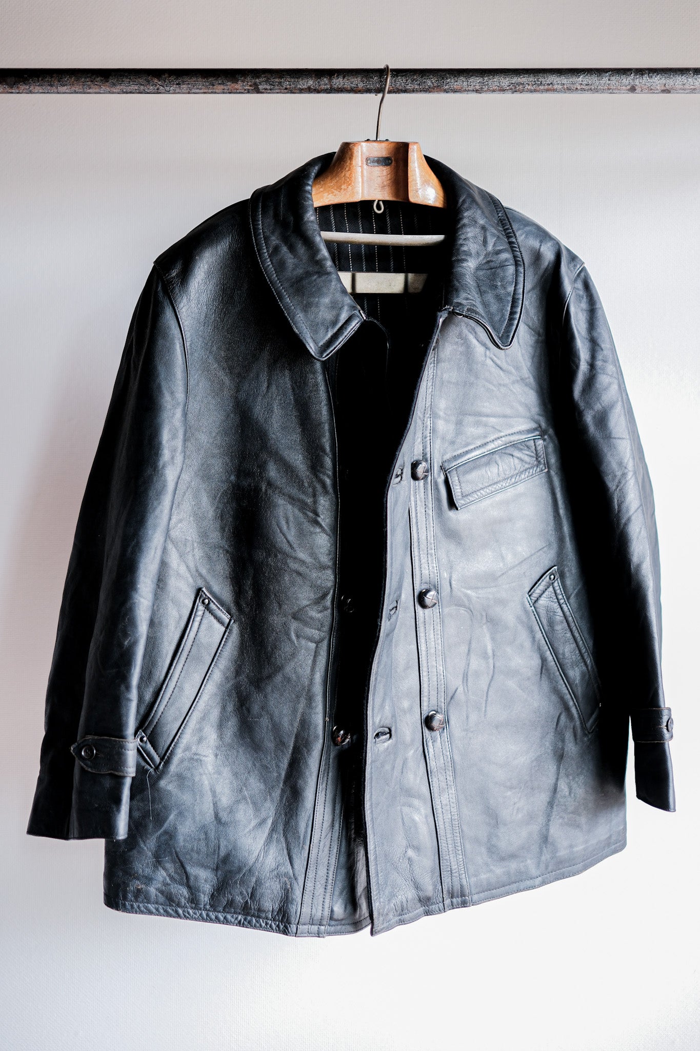 ［~60's］French Vintage Le Corbusier Leather Work Jacket Size.56