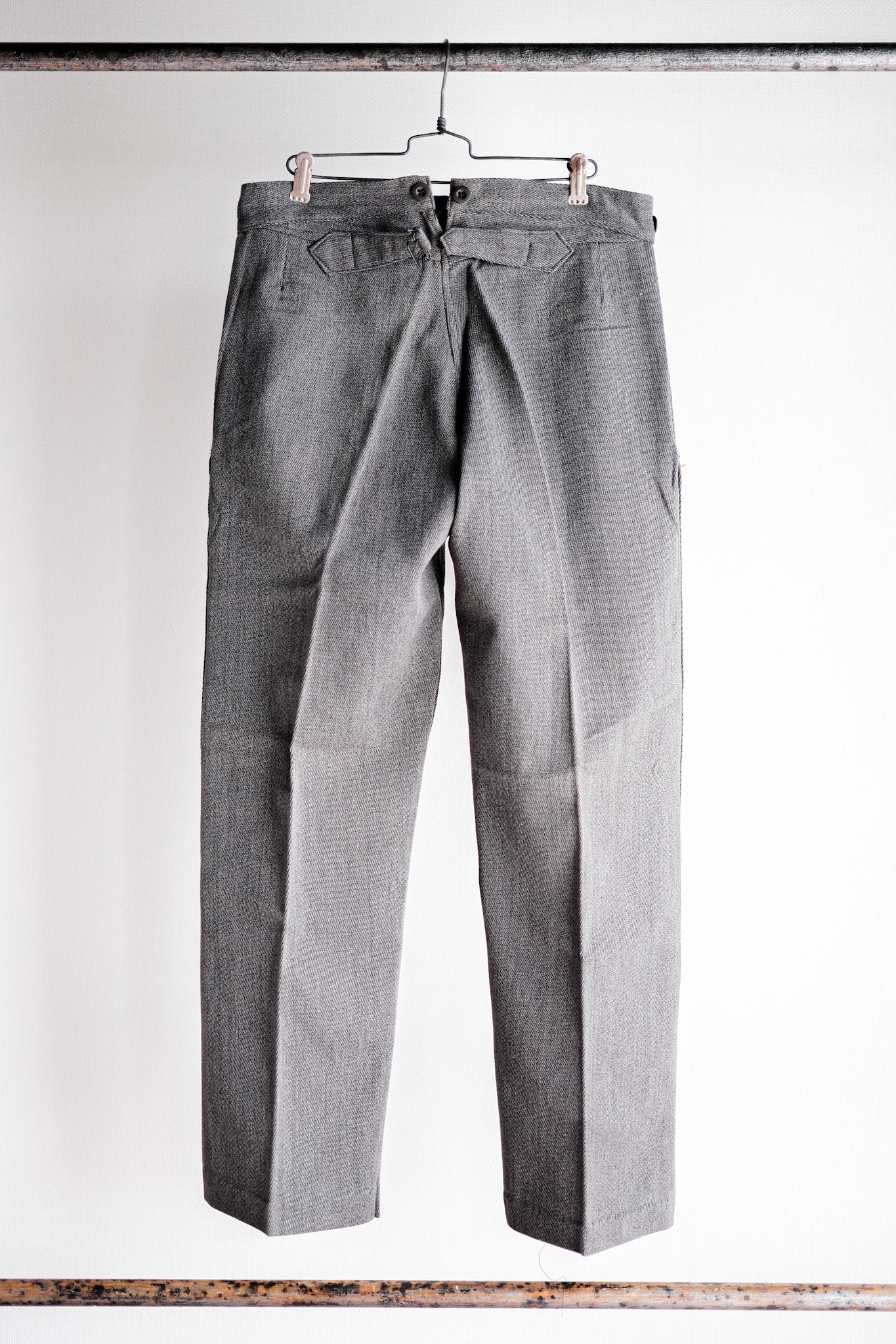 ［~30's］French Vintage Salt & Pepper Cotton Twill Work Pants "Dead Stock"
