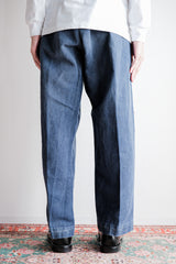 [ต้น 20 C] French Vintage Indigo HBT ผ้าลินินนักดับเพลิงนักดับเพลิง