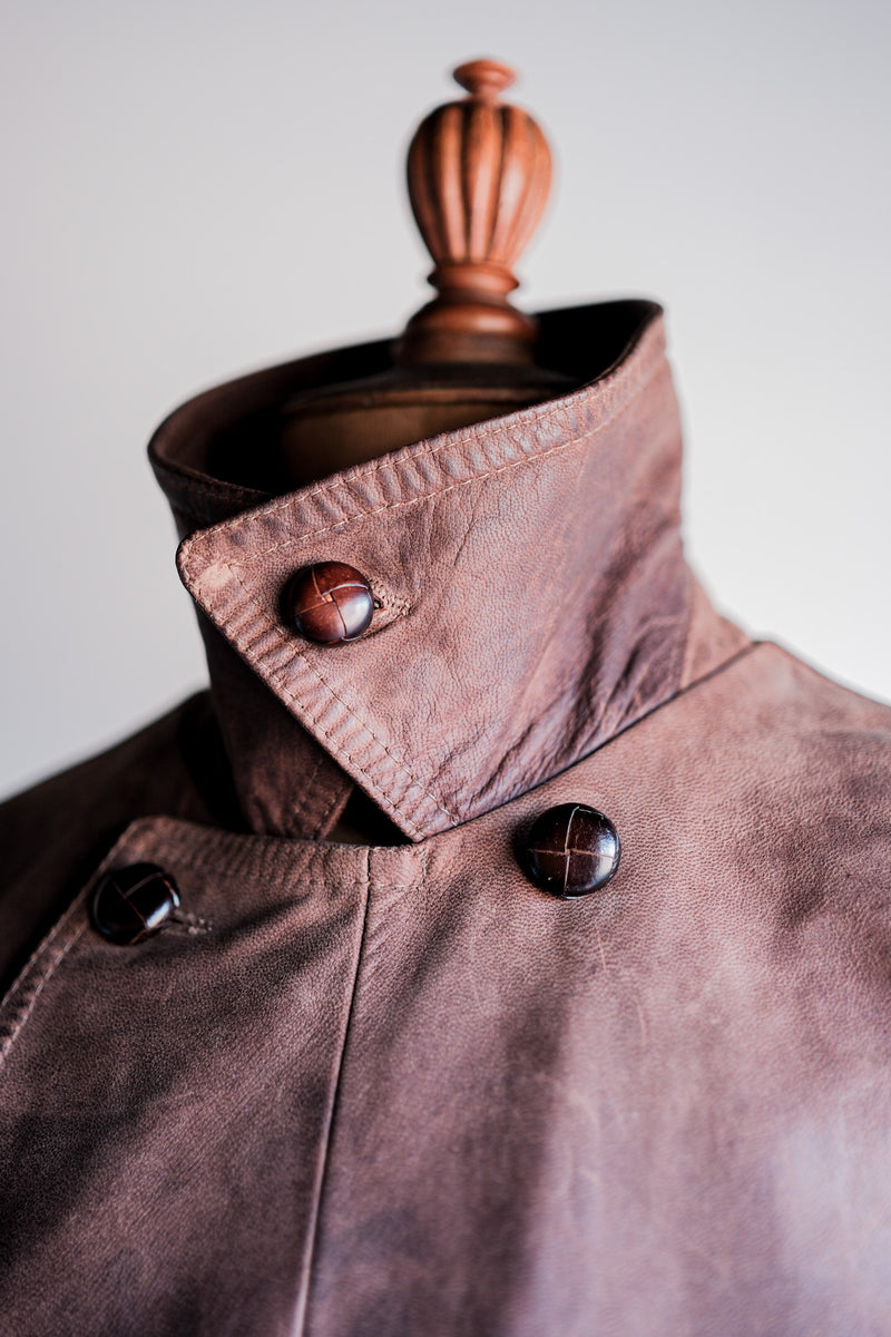 【~80's】Italian Vintage Double Breasted Leather Jacket Size.52