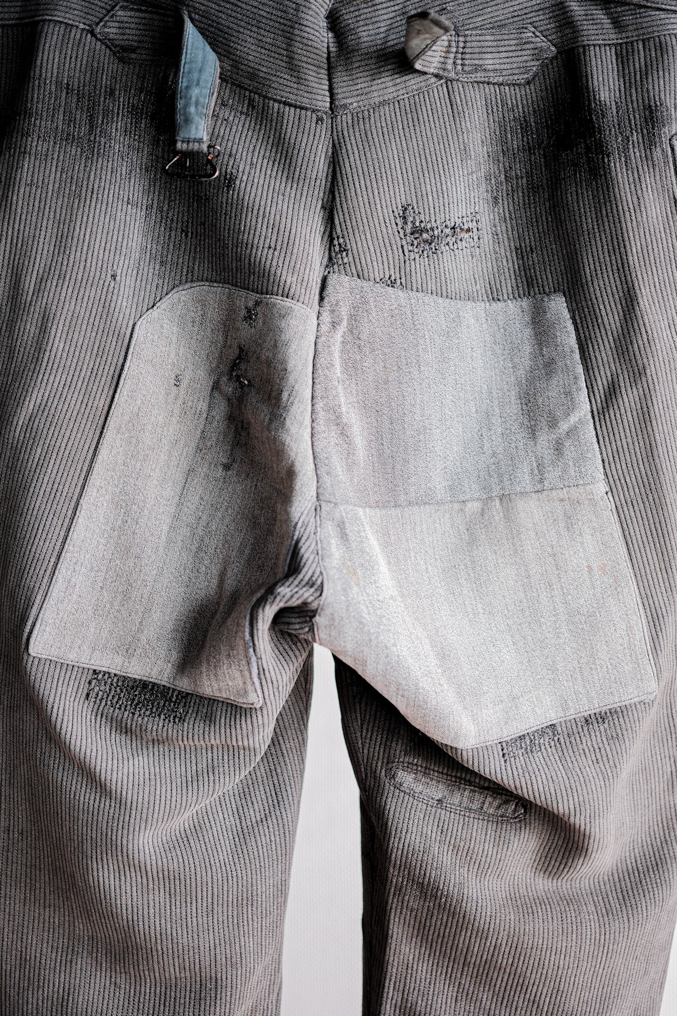 40's】French Vintage Gray Cotton Pique Work Pants 