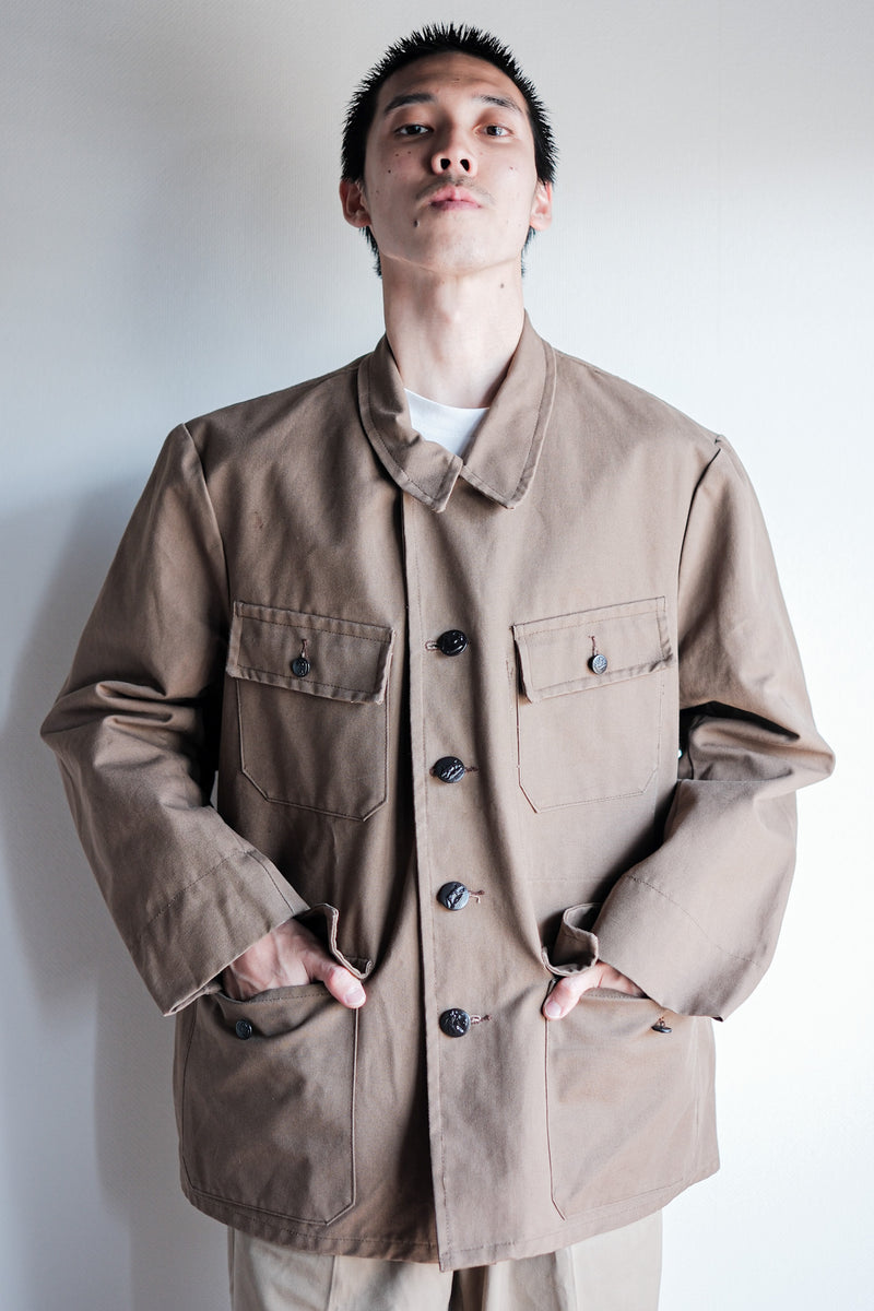50's】French Vintage Cotton Linen Canvas Hunting Jacket 