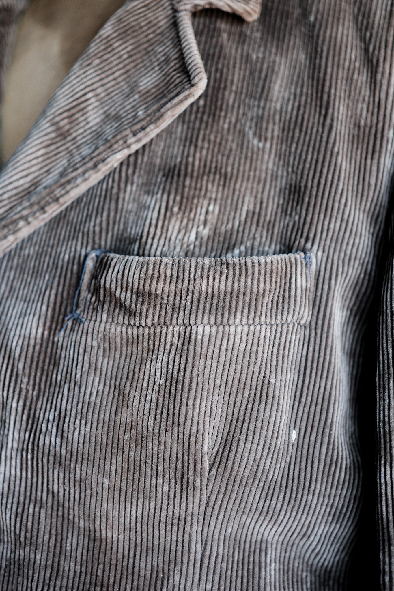 [〜40年代]法國復古棕色燈芯絨翻領工作夾克
