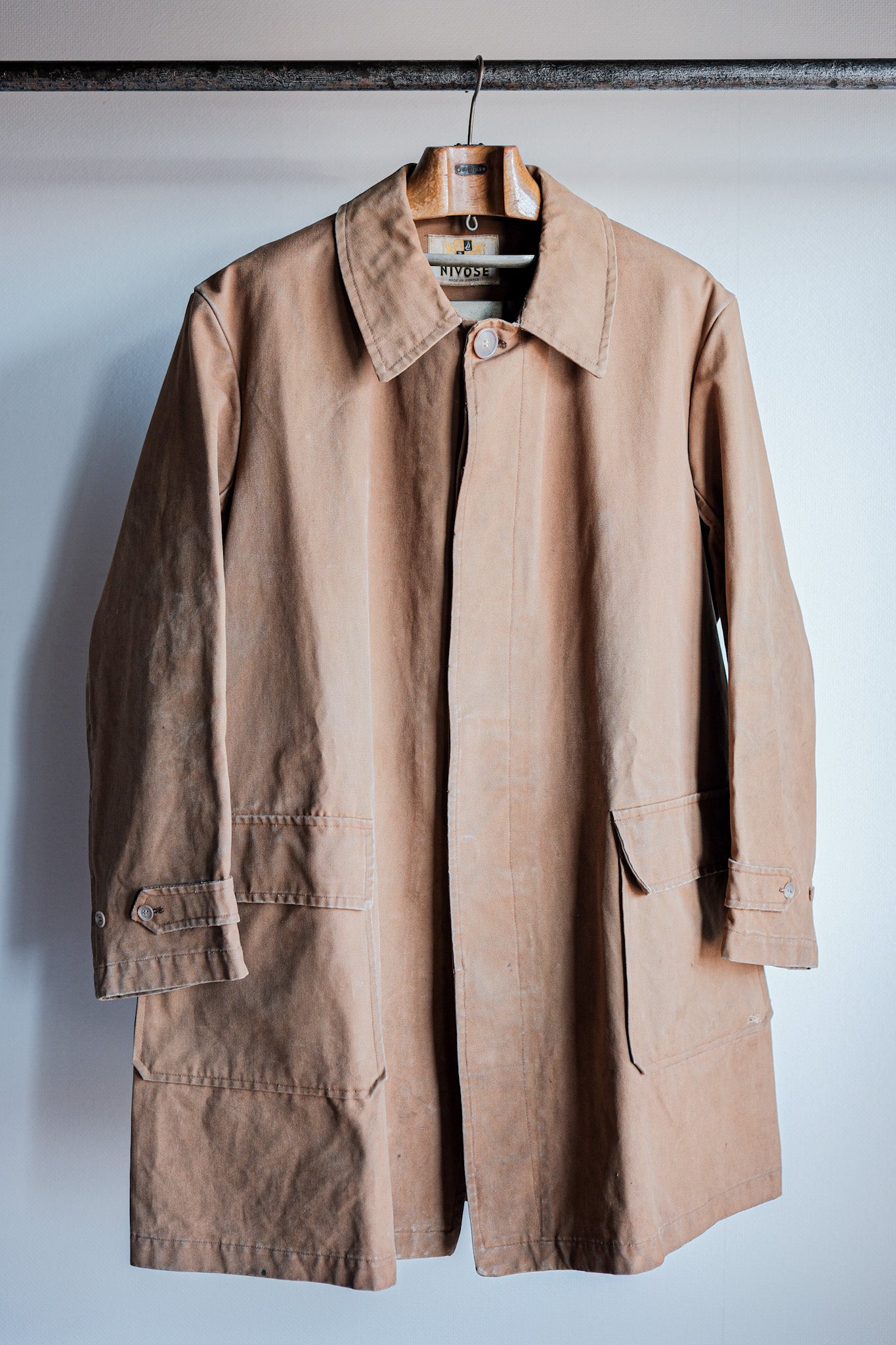 ［~40's］French Vintage Cotton Linen Canvas Work Half Coat