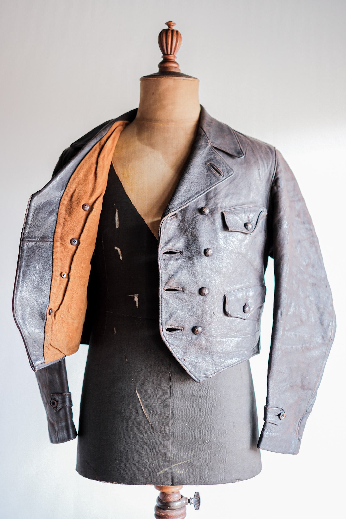 ［~40's］German Vintage Double Breasted Motorcycle Leather Jacket