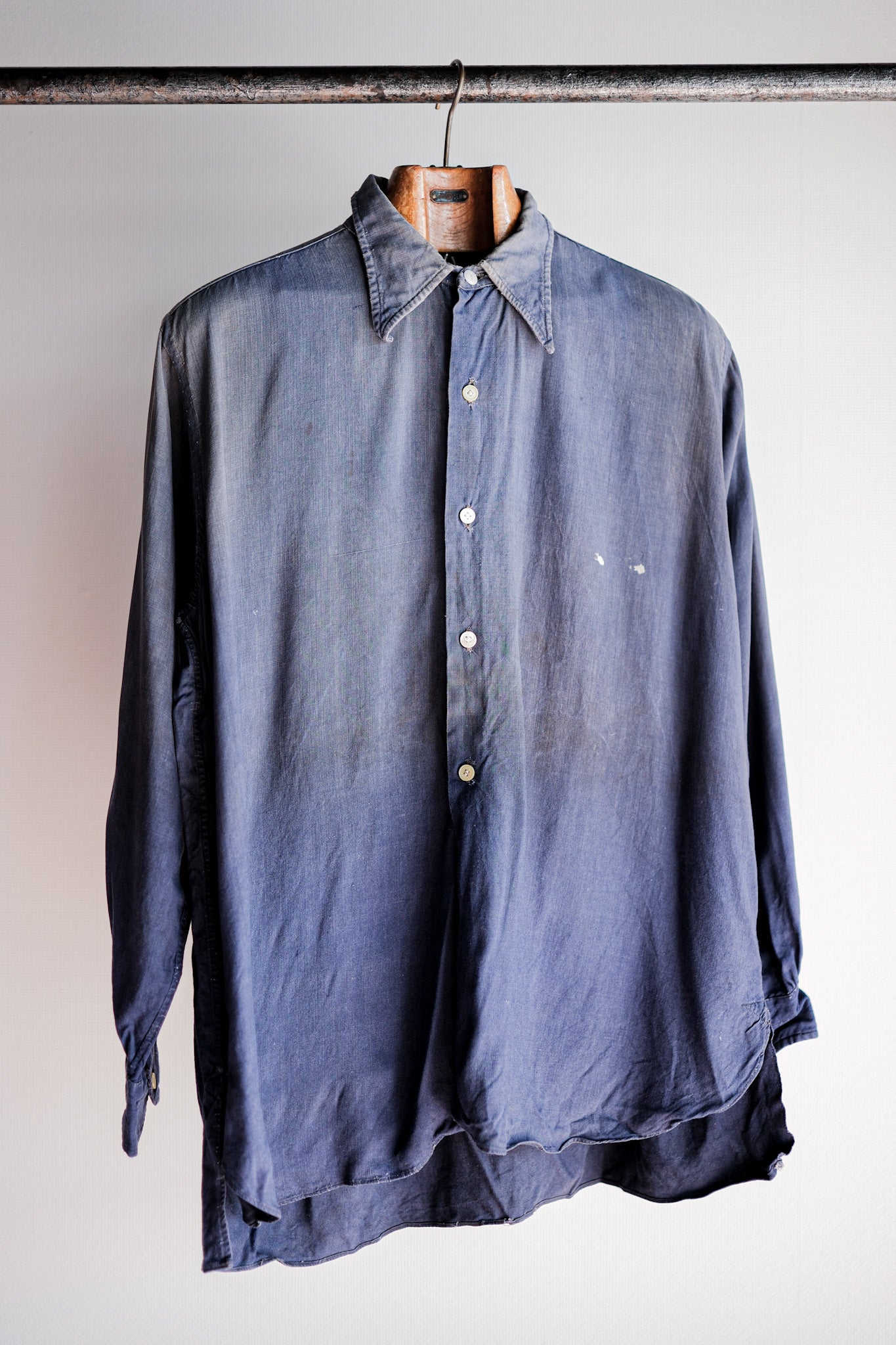 [~ 40's] chemise de travail en lin indigo vintage français