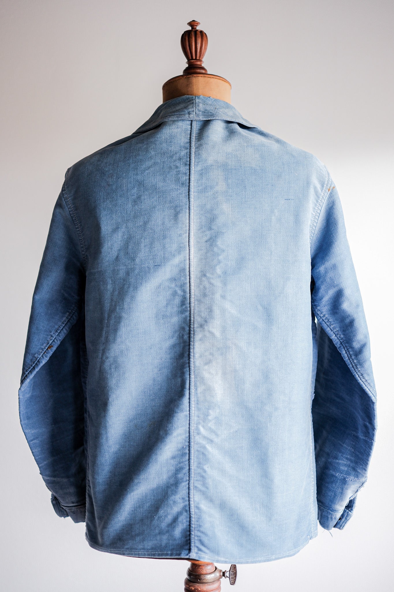 [~ 40's] French Vintage Blue Moleskin Work Jacket "Le Mont St. Michel"