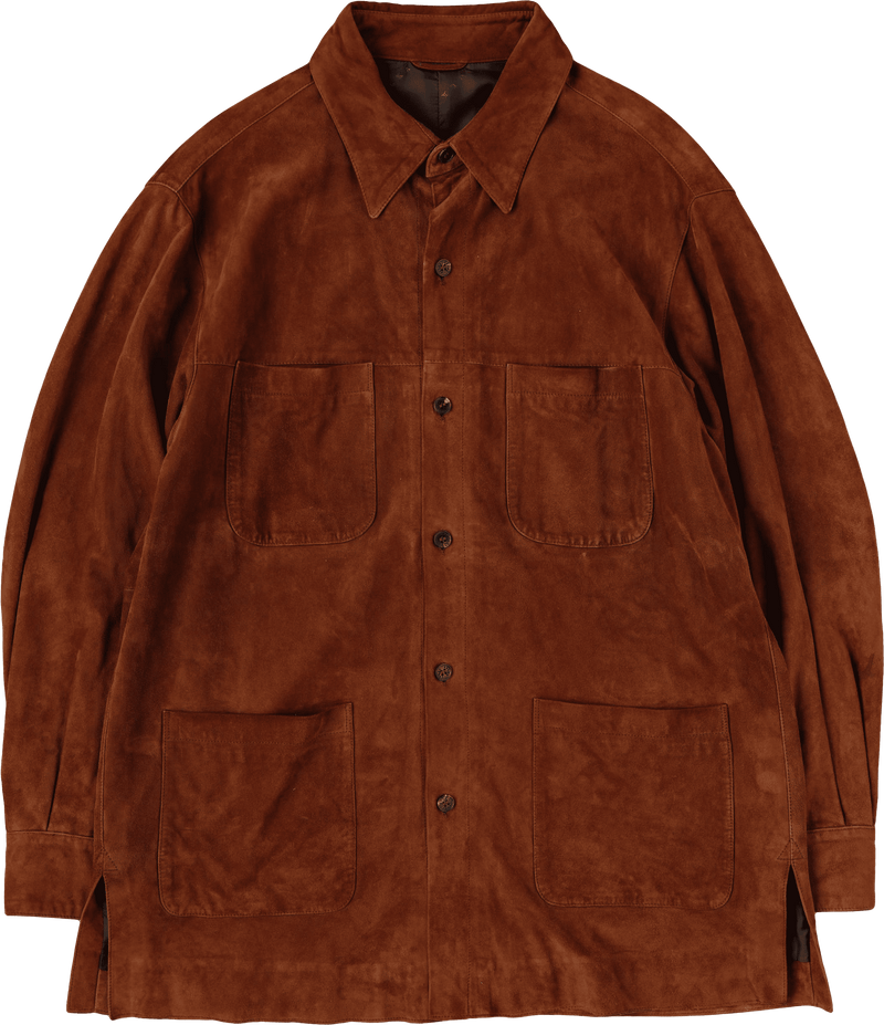 【~90’s】Old SULKA PARIS Brown Suede Leather Shirt Jacket Size.42