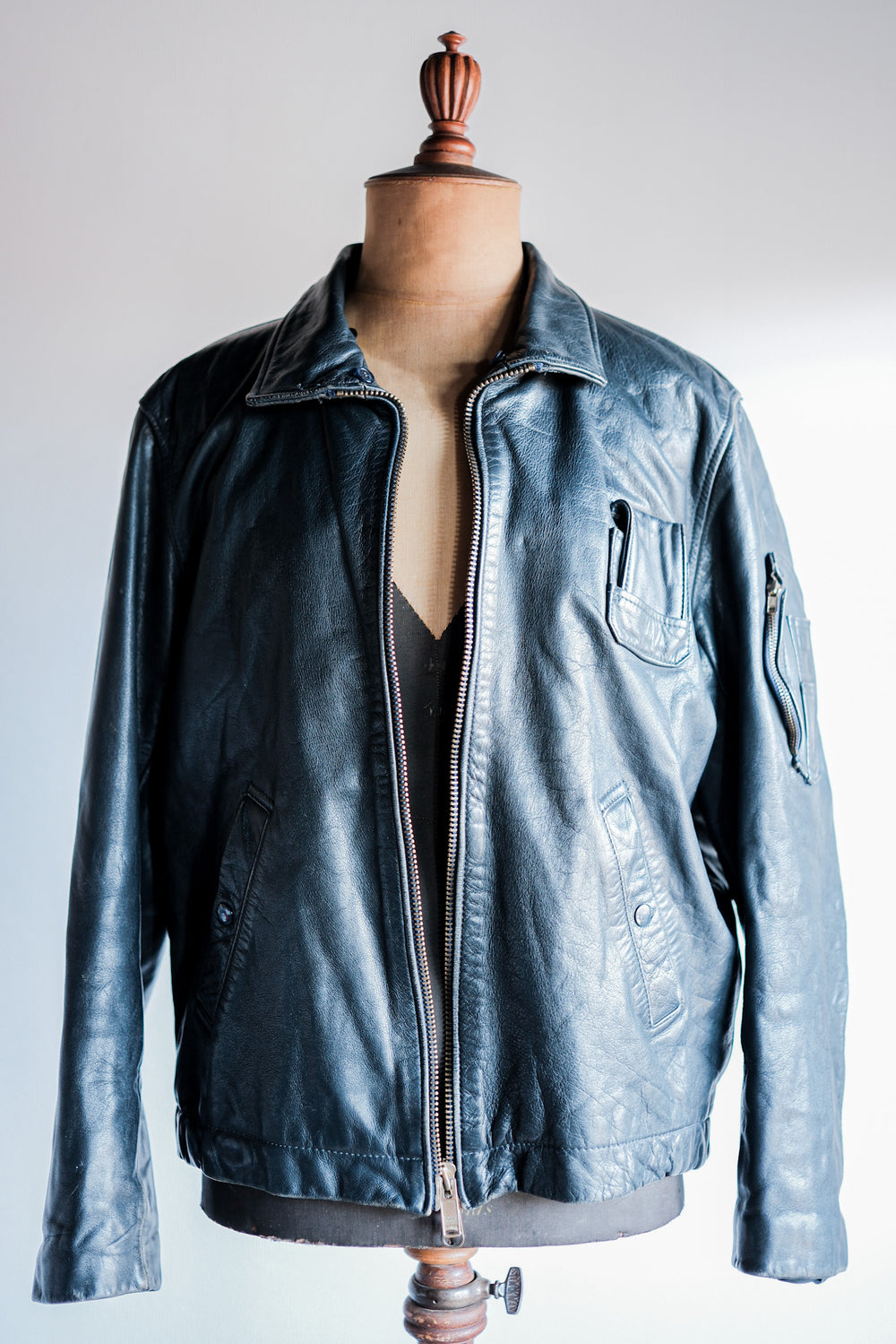 【~80's】French Air Force Pilot Leather Jacket Size.48 "Civilian Type"