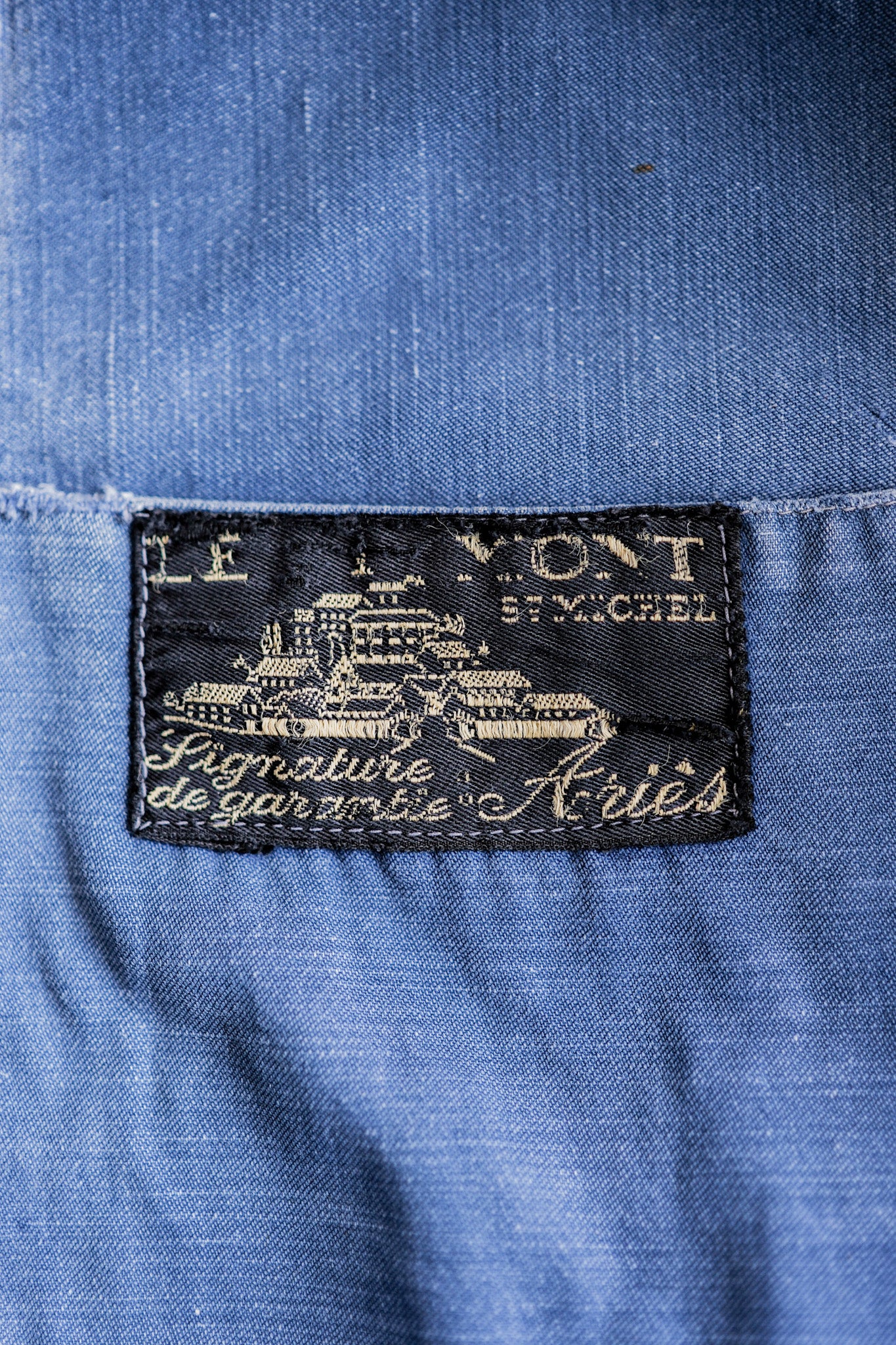 [~ 40's] French Vintage Blue Moleskin Work Jacket "Le Mont St. Michel"