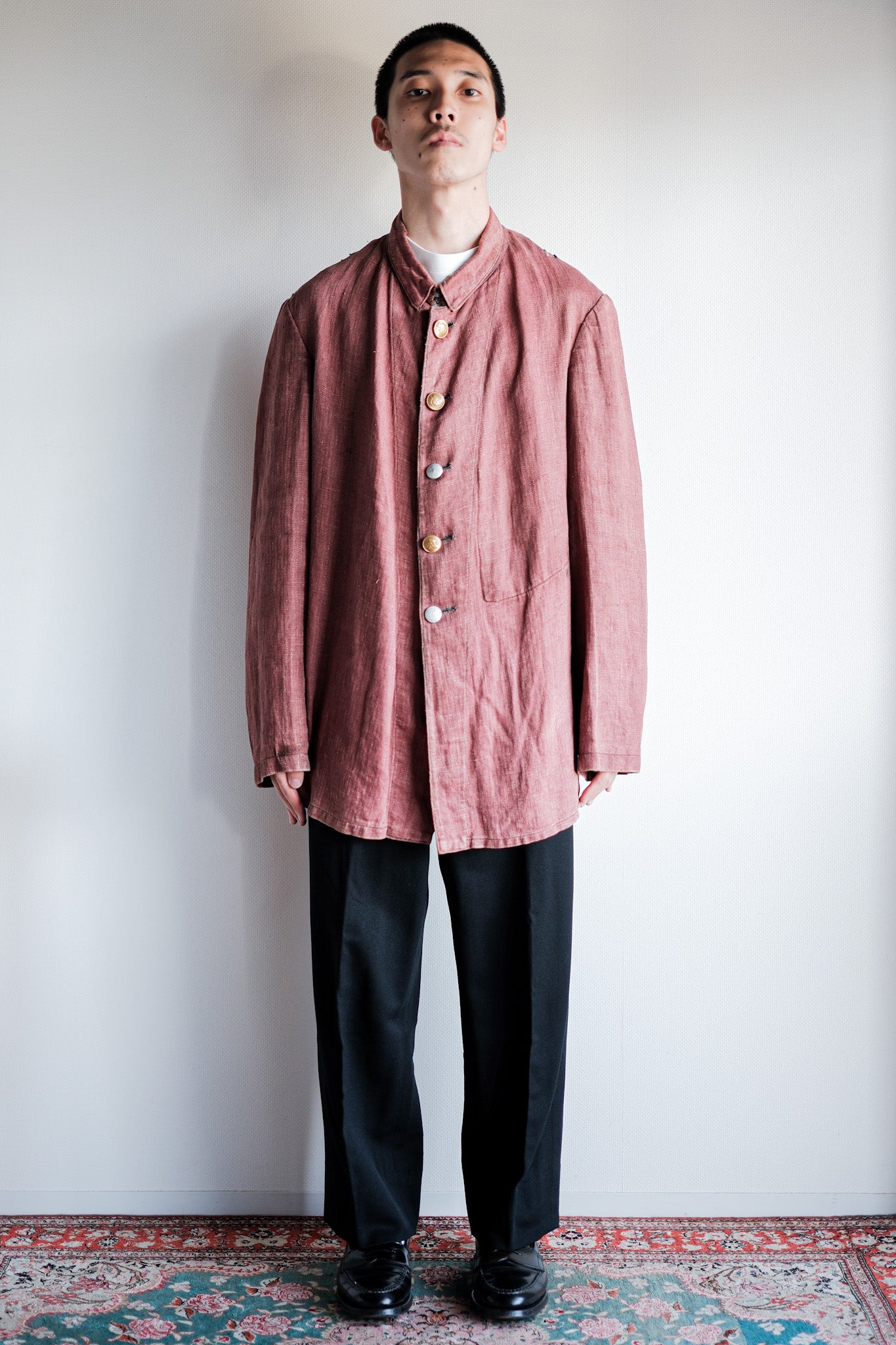 【~40's】German Army Drillich HBT Linen Jacket "Unusual Color"