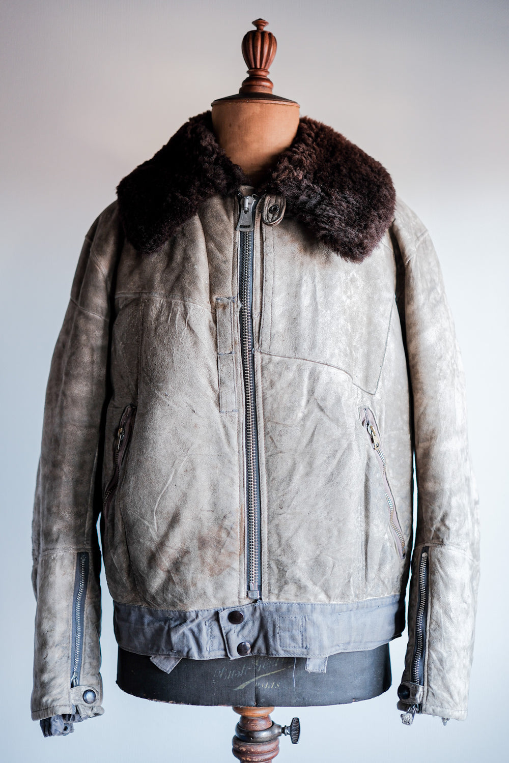 【~40's】WWⅡ German Air Force Winter Sheepskin Flight Jacket "Luftwaffe" "Unusual Pocket"