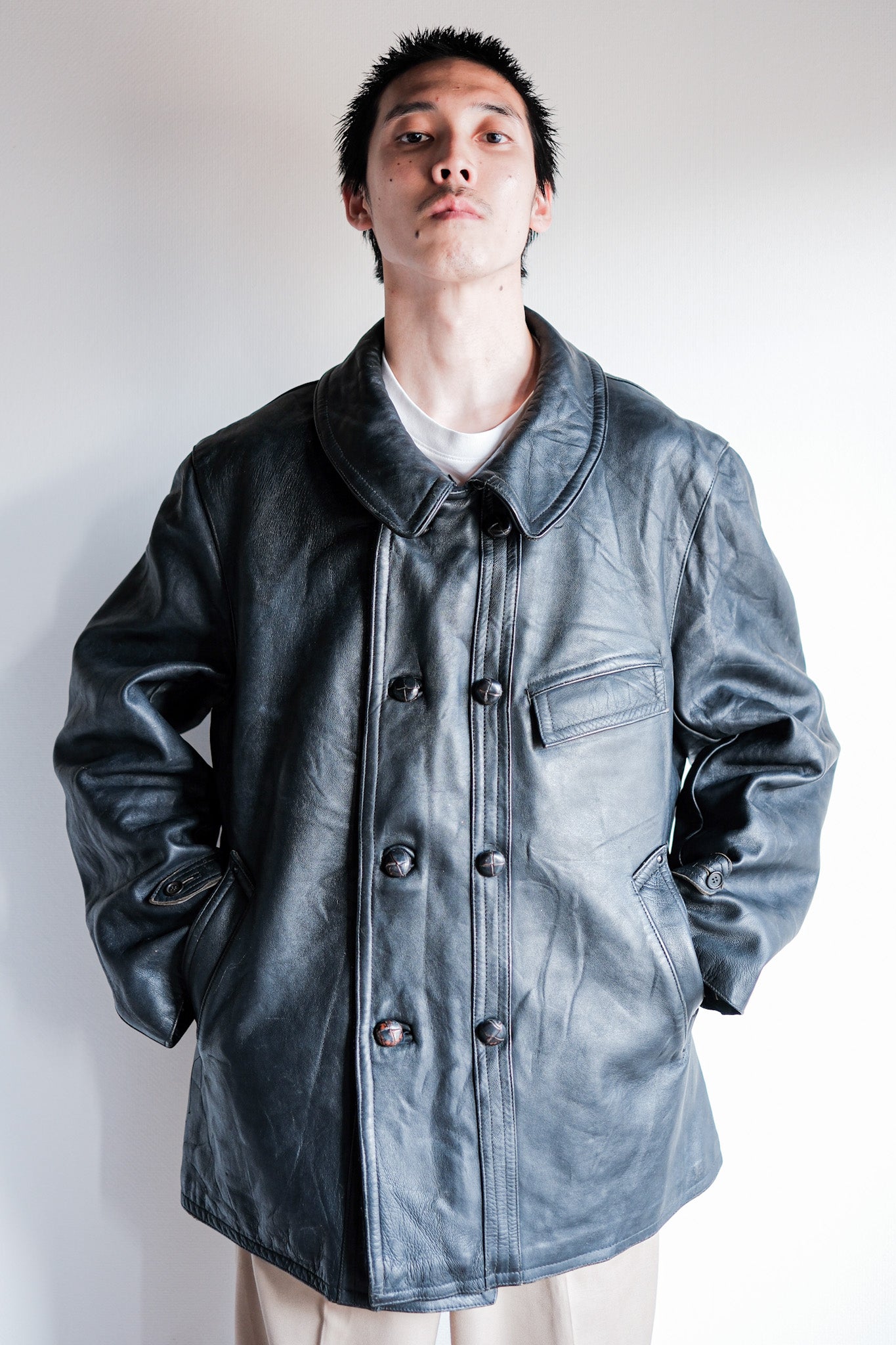 ［~60's］French Vintage Le Corbusier Leather Work Jacket Size.56
