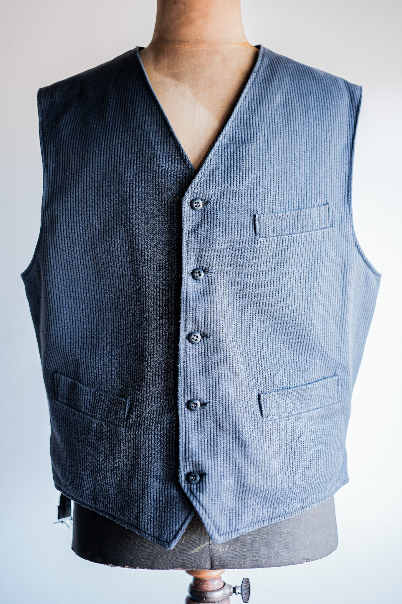 ［~60's］French Vintage Gray Cotton Pique Work Gilet