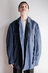 [~40's] เสื้อแจ็คเก็ตผ้าฝ้ายลาย Drillich Indigo ของกองทัพเรือเยอรมัน "Kriegsmarine"