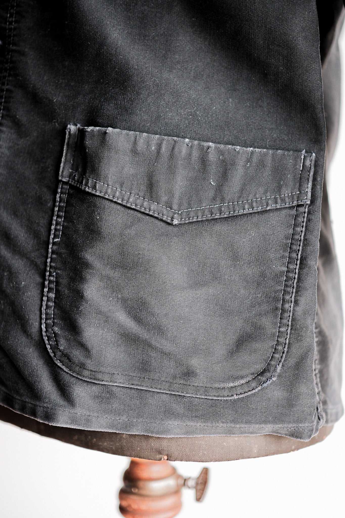 [~ 50's] French vintage noire moleskin work veste taille.52 "Le Mont St. Michel"