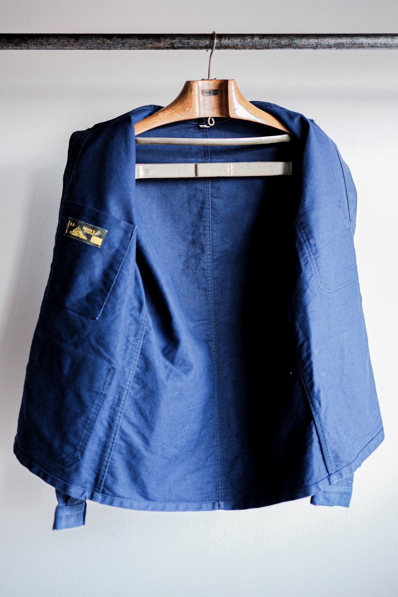 [~ 70's] French vintage bleu moleskin work taille veste.40 "Le Mont Start. Michel"