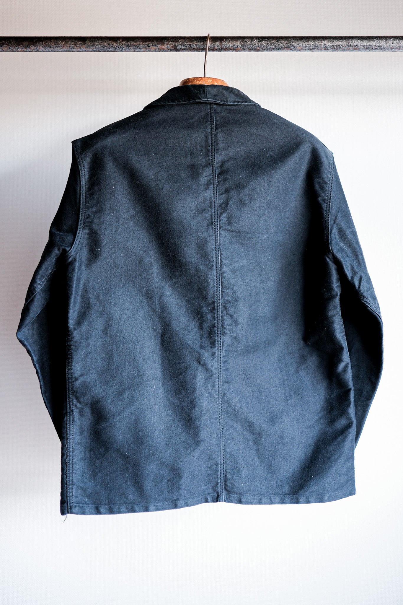 【~60's】French Vintage Black Moleskin Work Jacket "Le Mont St. Michel"